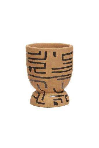 Orsina Barren Hand Painted Earthenware Planter – Sand and Black