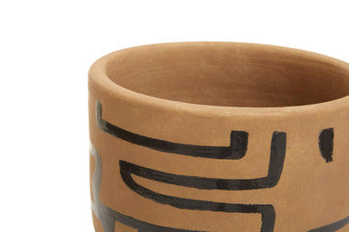 Orsina Barren Hand Painted Earthenware Planter – Sand and Black