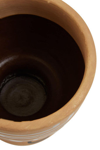 Orsina Barren Hand Painted Earthenware Planter – Sand and Black
