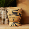 Orsina Barren Hand Painted Earthenware Planter – Sand and Black