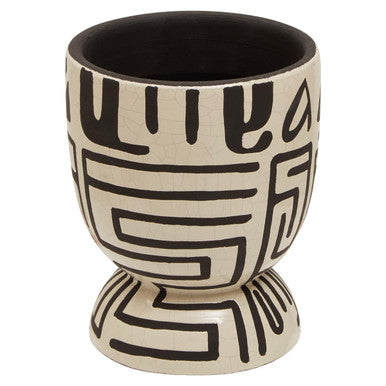 Orsina Barren Hand Painted Monochrome Earthenware Planter – White & Black