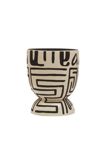 Orsina Barren Hand Painted Monochrome Earthenware Planter – White & Black