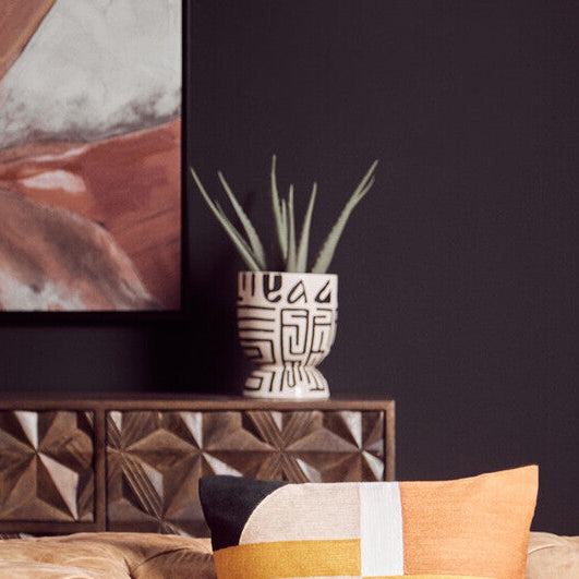 Orsina Barren Hand Painted Monochrome Earthenware Planter – White & Black