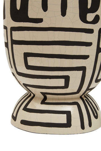 Orsina Barren Hand Painted Monochrome Earthenware Planter – White & Black