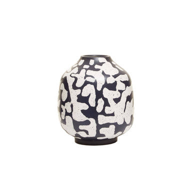Orsina Tundra Blue Earthenware Vase – Abstract Modern Floral Decor