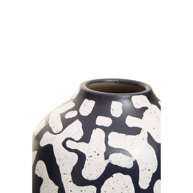 Orsina Tundra Blue Earthenware Vase – Abstract Modern Floral Decor