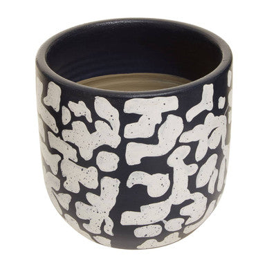 Orsina Tundra Blue Earthenware Planter – Abstract Ceramic Plant Pot