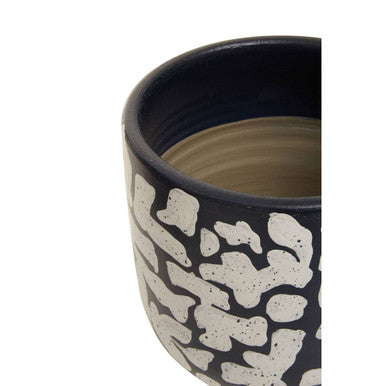 Orsina Tundra Blue Earthenware Planter – Abstract Ceramic Plant Pot