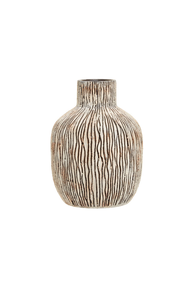 Orsina Arid Black Earthenware Vase – Sculptural Textured Stone Decor