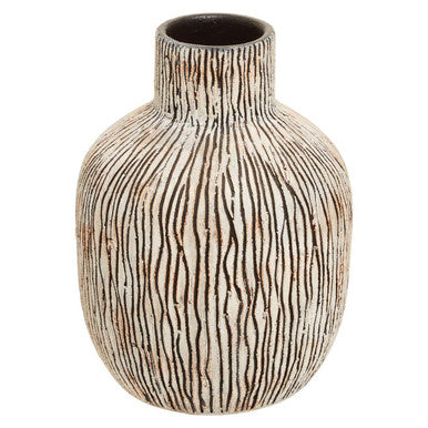 Orsina Arid Black Earthenware Vase – Sculptural Textured Stone Decor