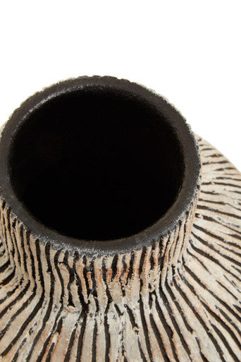 Orsina Arid Black Earthenware Vase – Sculptural Textured Stone Decor