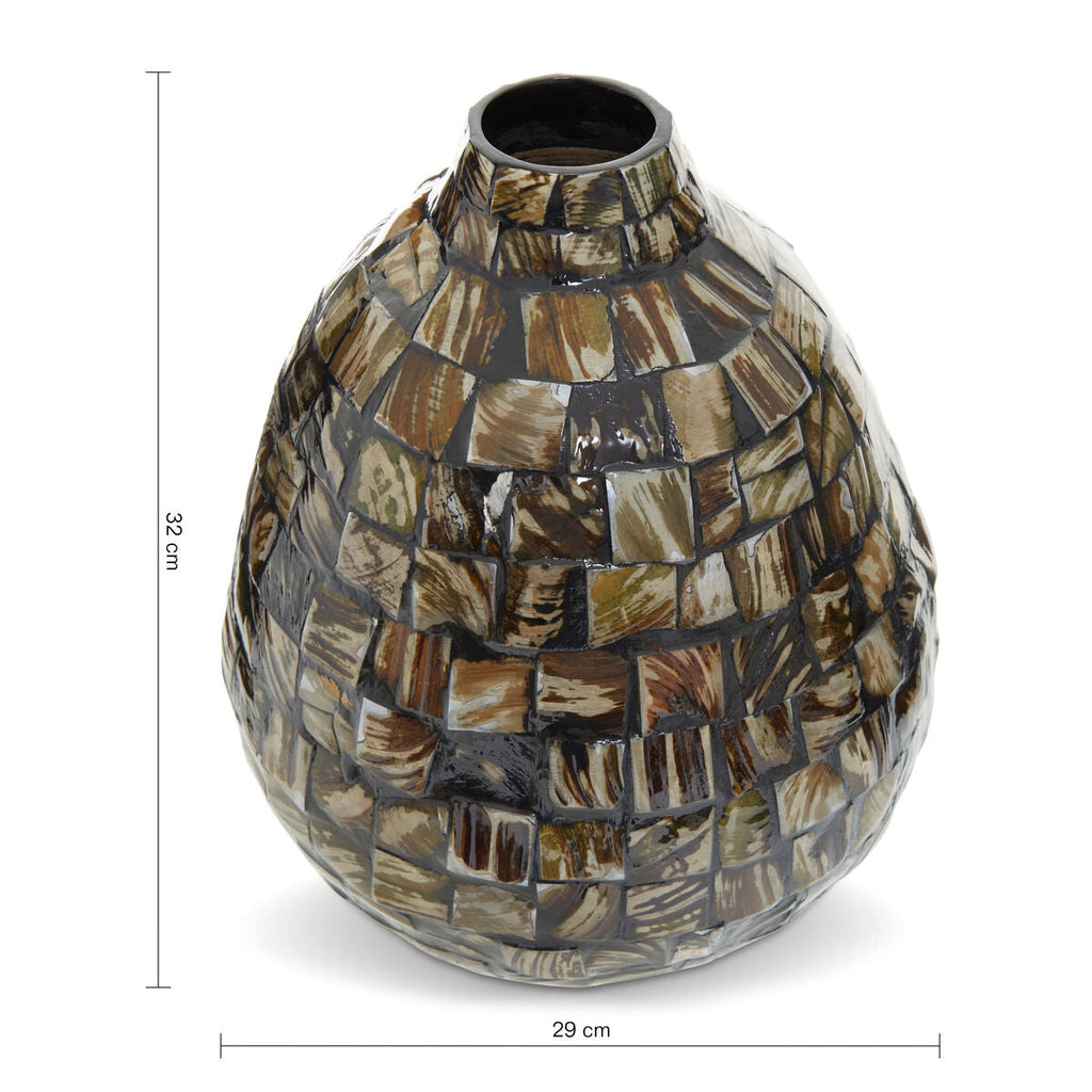 Orsina Branna Small Shell Mosaic Vase – Coastal Tabletop Decor