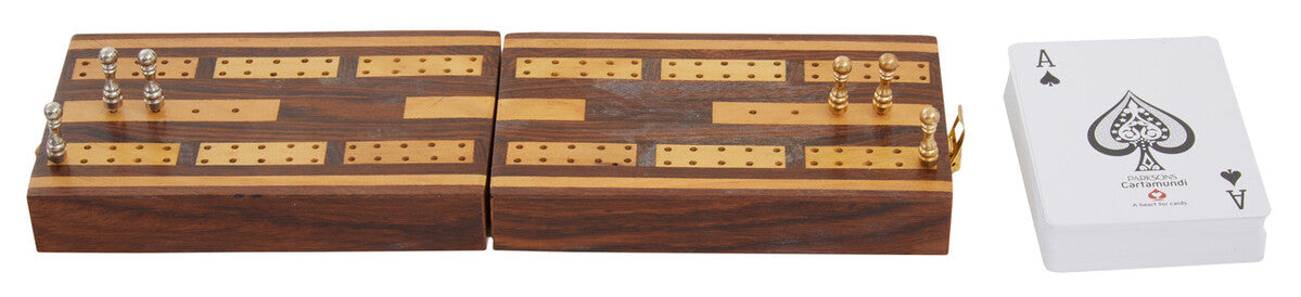 Orsina Sheesham Wood Cribbage Set – Classic Board Game with Pegs & Cards