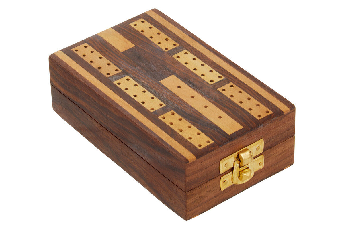 Orsina Sheesham Wood Cribbage Set – Classic Board Game with Pegs & Cards