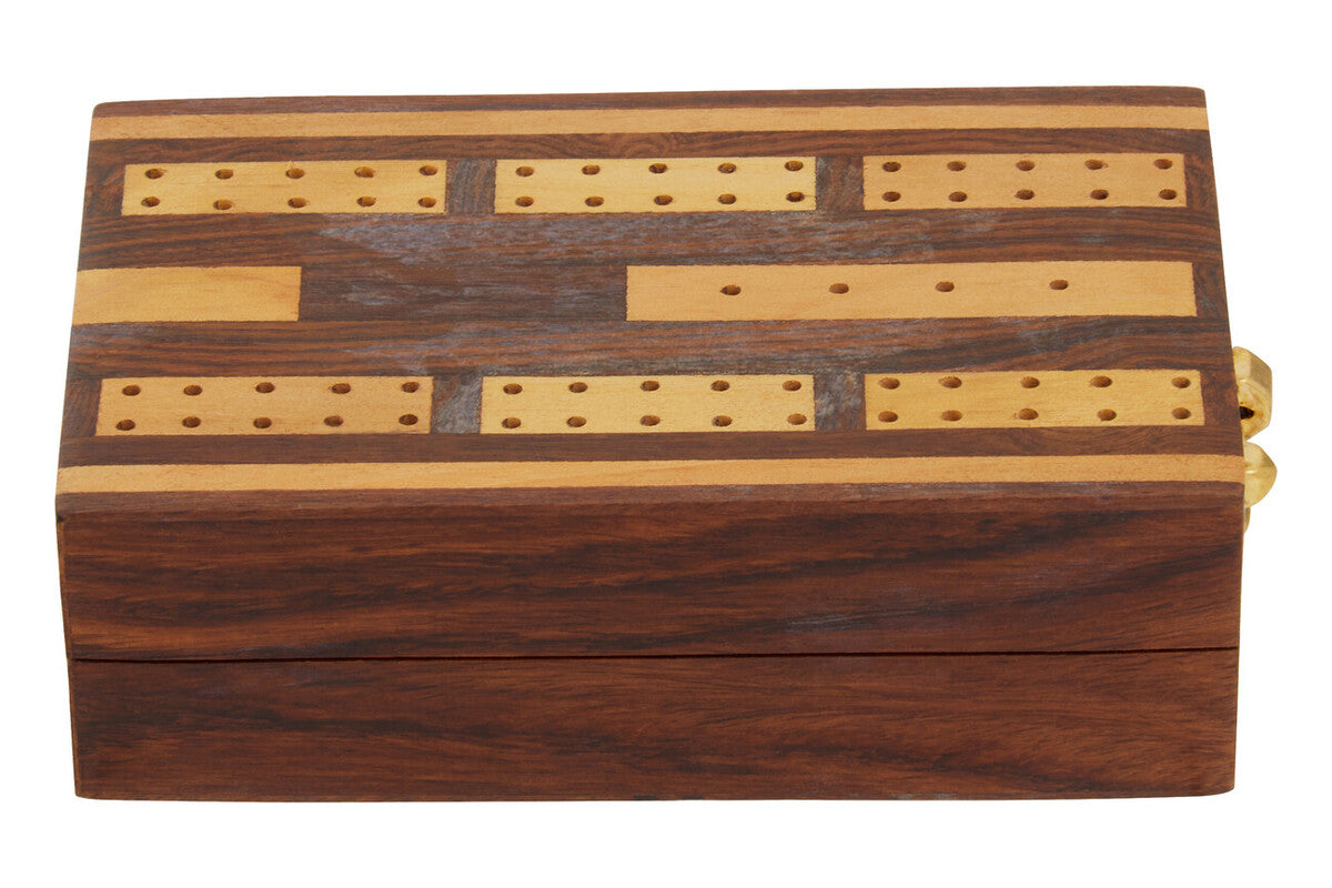 Orsina Sheesham Wood Cribbage Set – Classic Board Game with Pegs & Cards
