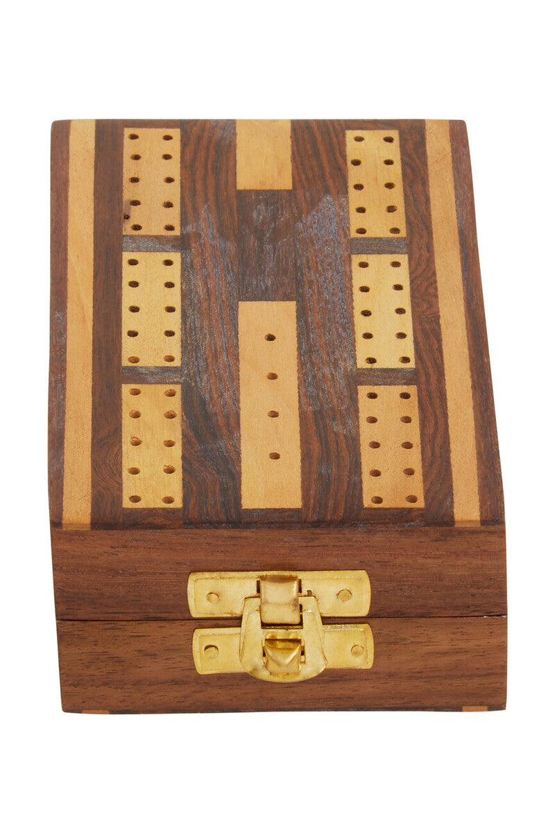 Orsina Sheesham Wood Cribbage Set – Classic Board Game with Pegs & Cards
