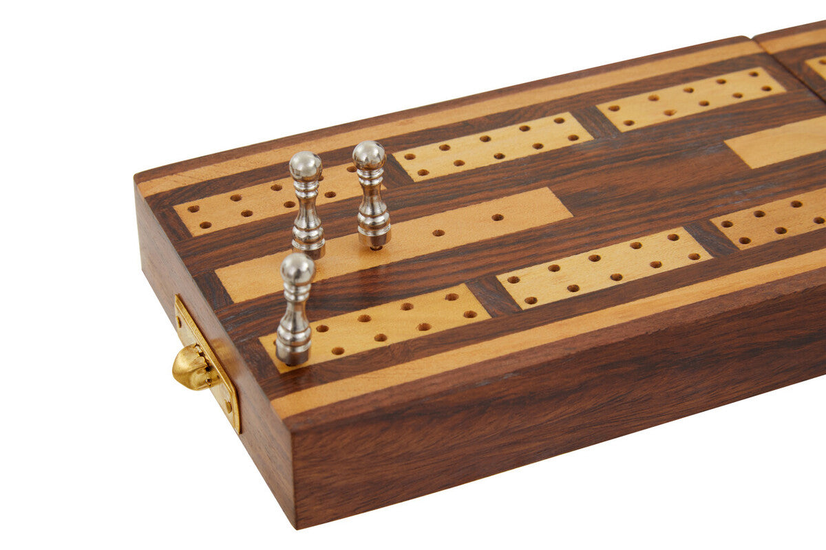 Orsina Sheesham Wood Cribbage Set – Classic Board Game with Pegs & Cards