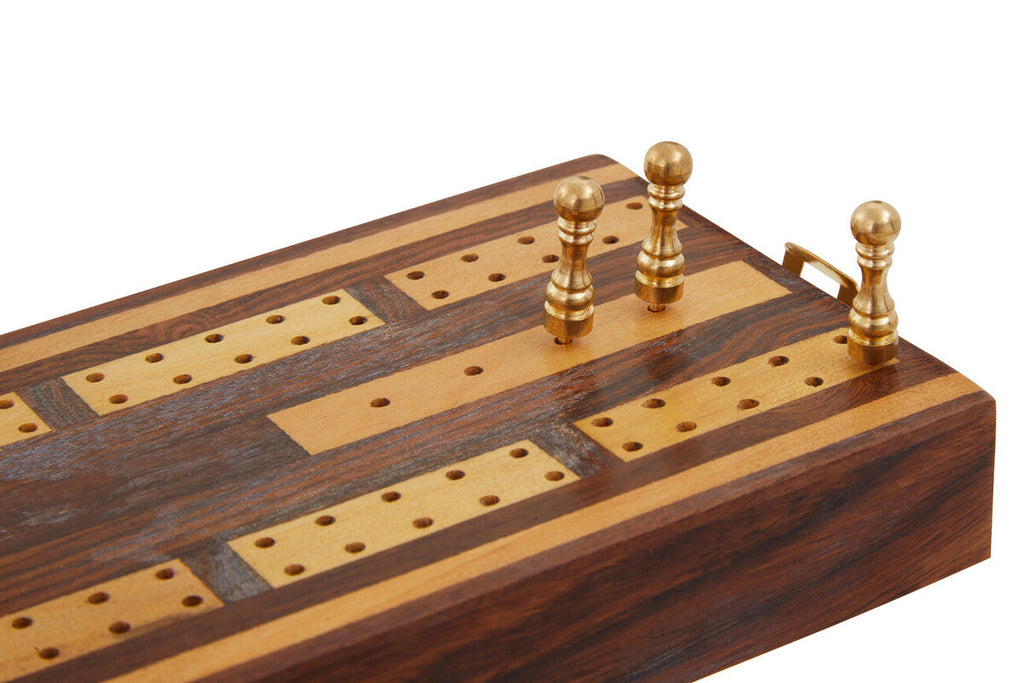 Orsina Sheesham Wood Cribbage Set – Classic Board Game with Pegs & Cards