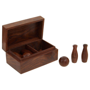 Orsina Churchill Games Sheesham Wood Skittles Set | Indoor Bowling Game