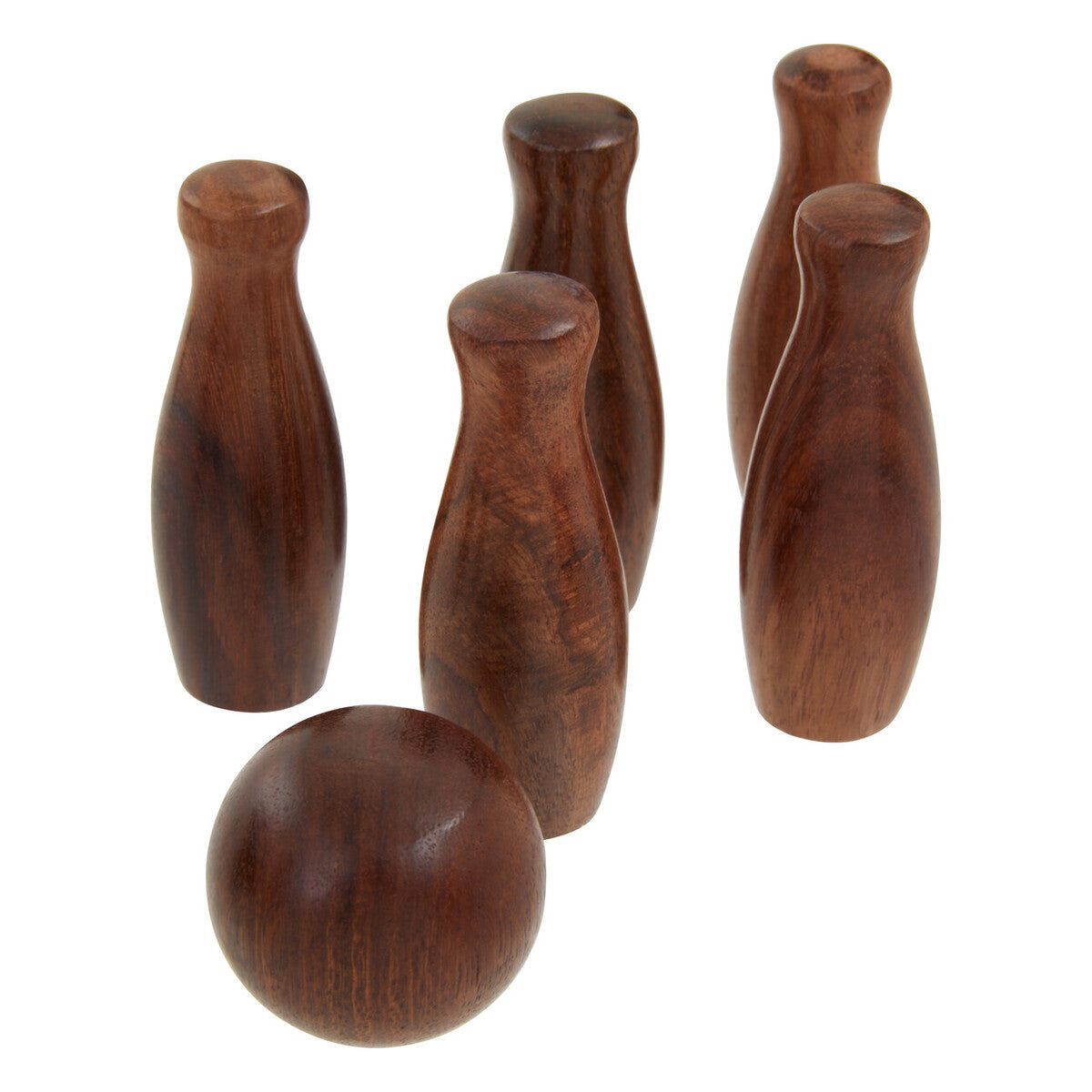 Orsina Churchill Games Sheesham Wood Skittles Set | Indoor Bowling Game