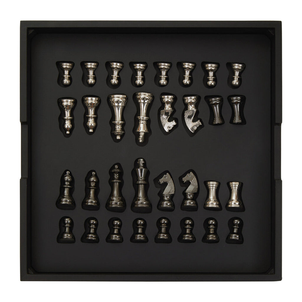 Churchill Games Black and Silver Chess Set with Internal Storage