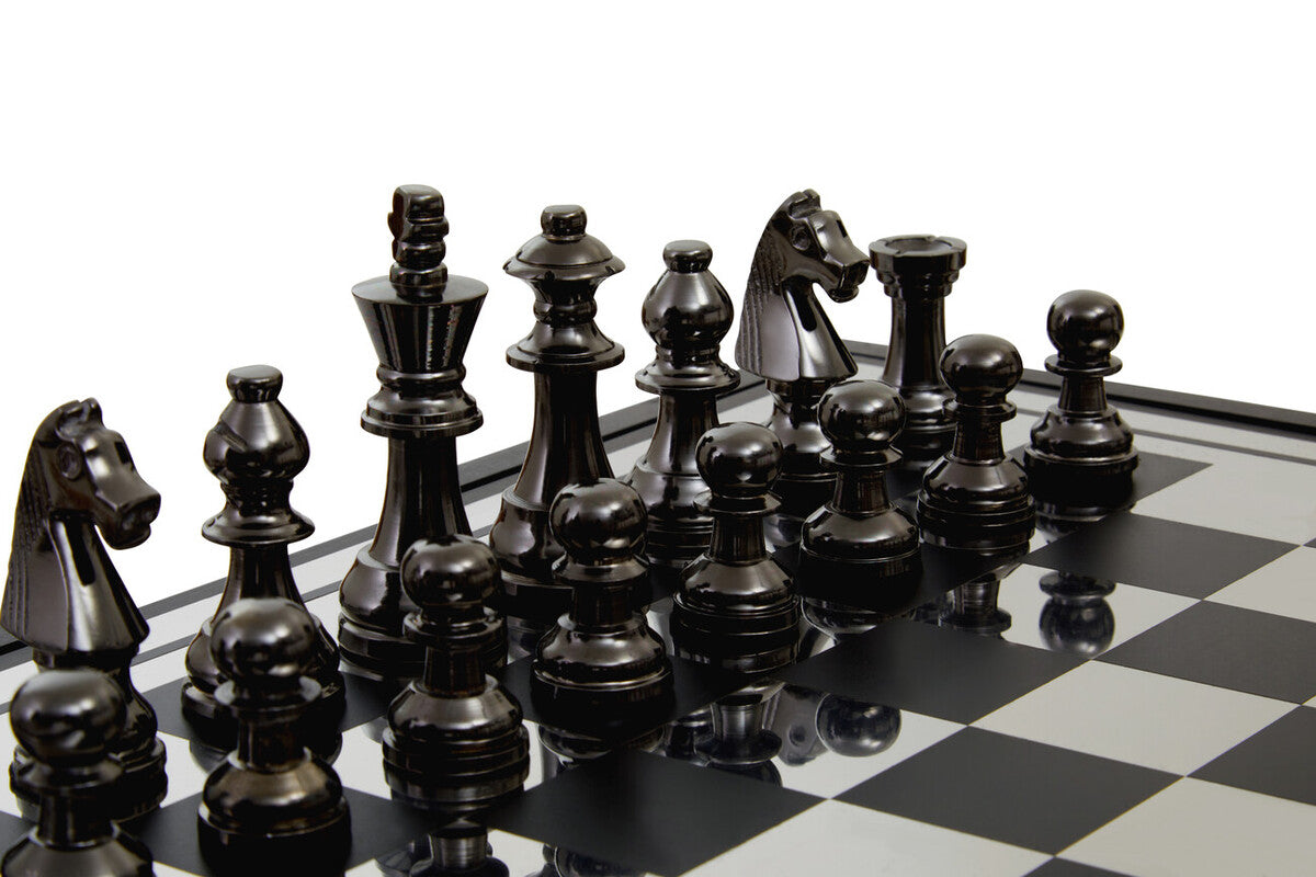 Churchill Games Black and Silver Chess Set with Internal Storage