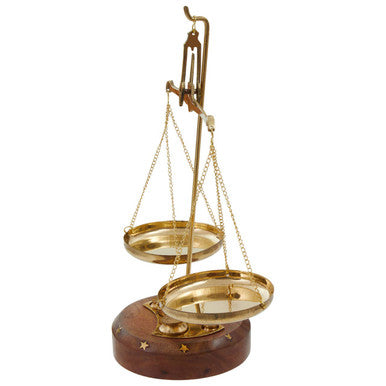 Orsina Churchill Small Decorative Weighing Scale – Rustic Gold & Wood
