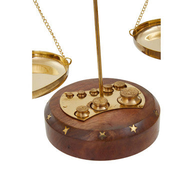 Orsina Churchill Small Decorative Weighing Scale – Rustic Gold & Wood