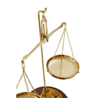 Orsina Churchill Small Decorative Weighing Scale – Rustic Gold & Wood