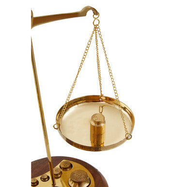 Orsina Churchill Small Decorative Weighing Scale – Rustic Gold & Wood