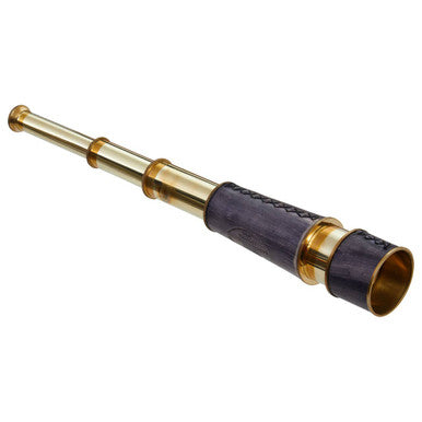 Orsina Churchill Brass and Black Leather Tapered Handheld Telescope