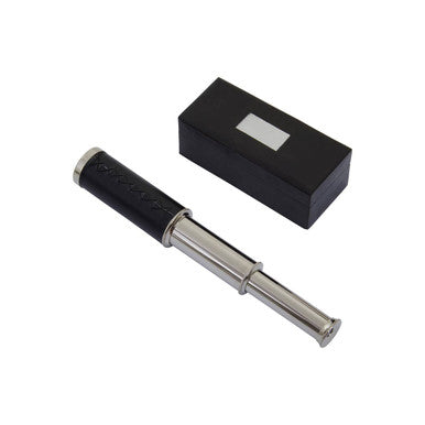 Orsina Churchill Black Leather & Silver Telescope with Storage Box