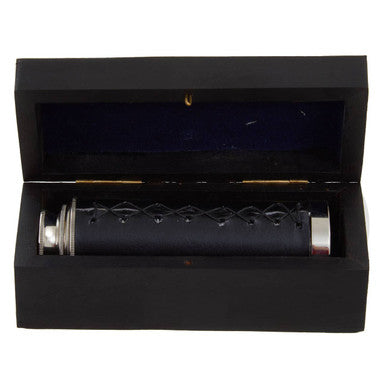 Orsina Churchill Black Leather & Silver Telescope with Storage Box