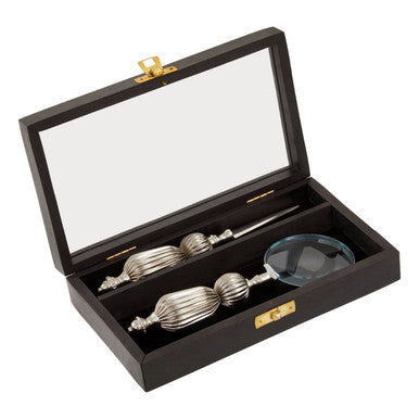 Orsina Churchill Magnifying Glass & Letter Opener Set - Polished Nickel