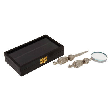 Orsina Churchill Magnifying Glass & Letter Opener Set - Polished Nickel
