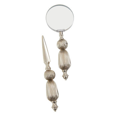 Orsina Churchill Magnifying Glass & Letter Opener Set - Polished Nickel