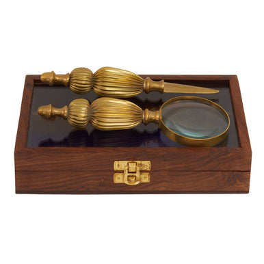 Orsina Churchill Gold Magnifying Glass and Letter Opener Desk Set