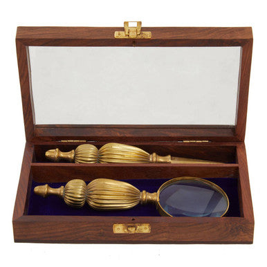 Orsina Churchill Gold Magnifying Glass and Letter Opener Desk Set