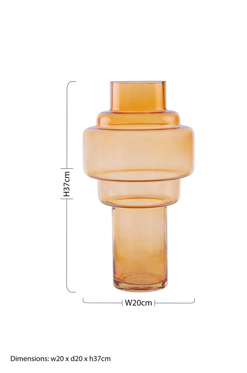 Orsina Cayden Large Orange Glass Vase – Modern Decorative Centerpiece