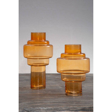 Orsina Cayden Large Orange Glass Vase – Modern Decorative Centerpiece