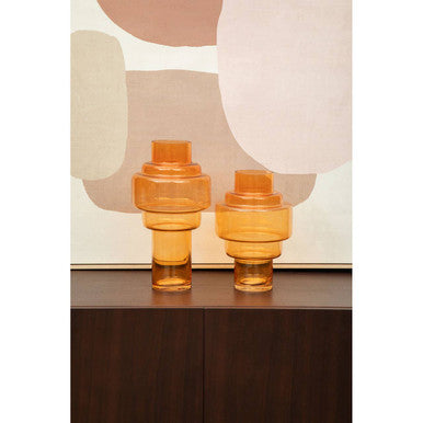 Orsina Cayden Large Orange Glass Vase – Modern Decorative Centerpiece