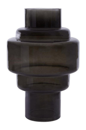 Orsina Cayden Small Black Smoked Glass Vase – Modern Cylindrical Decor