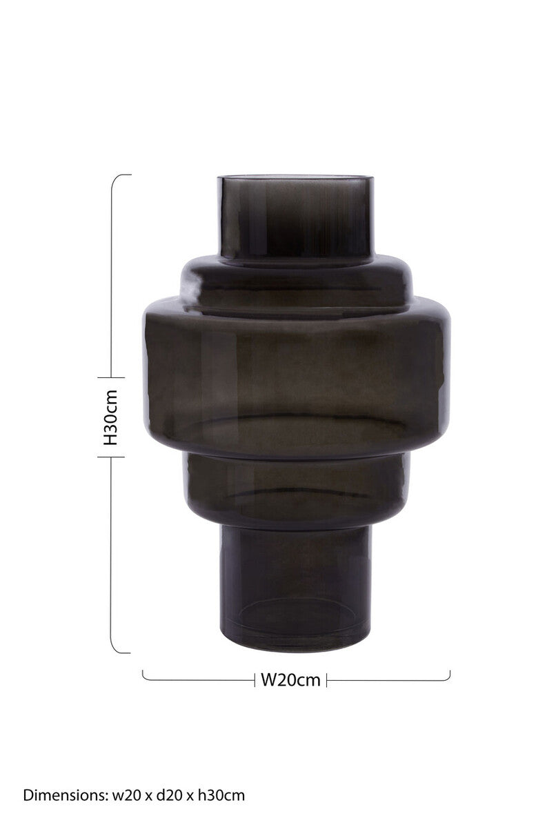 Orsina Cayden Small Black Smoked Glass Vase – Modern Cylindrical Decor