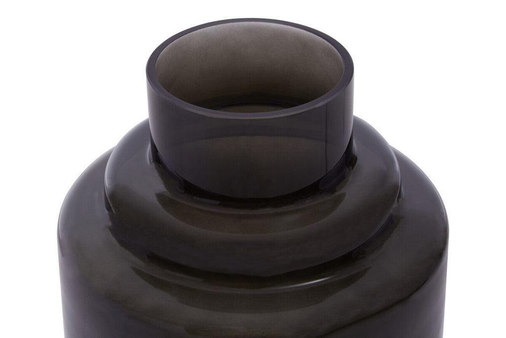 Orsina Cayden Small Black Smoked Glass Vase – Modern Cylindrical Decor