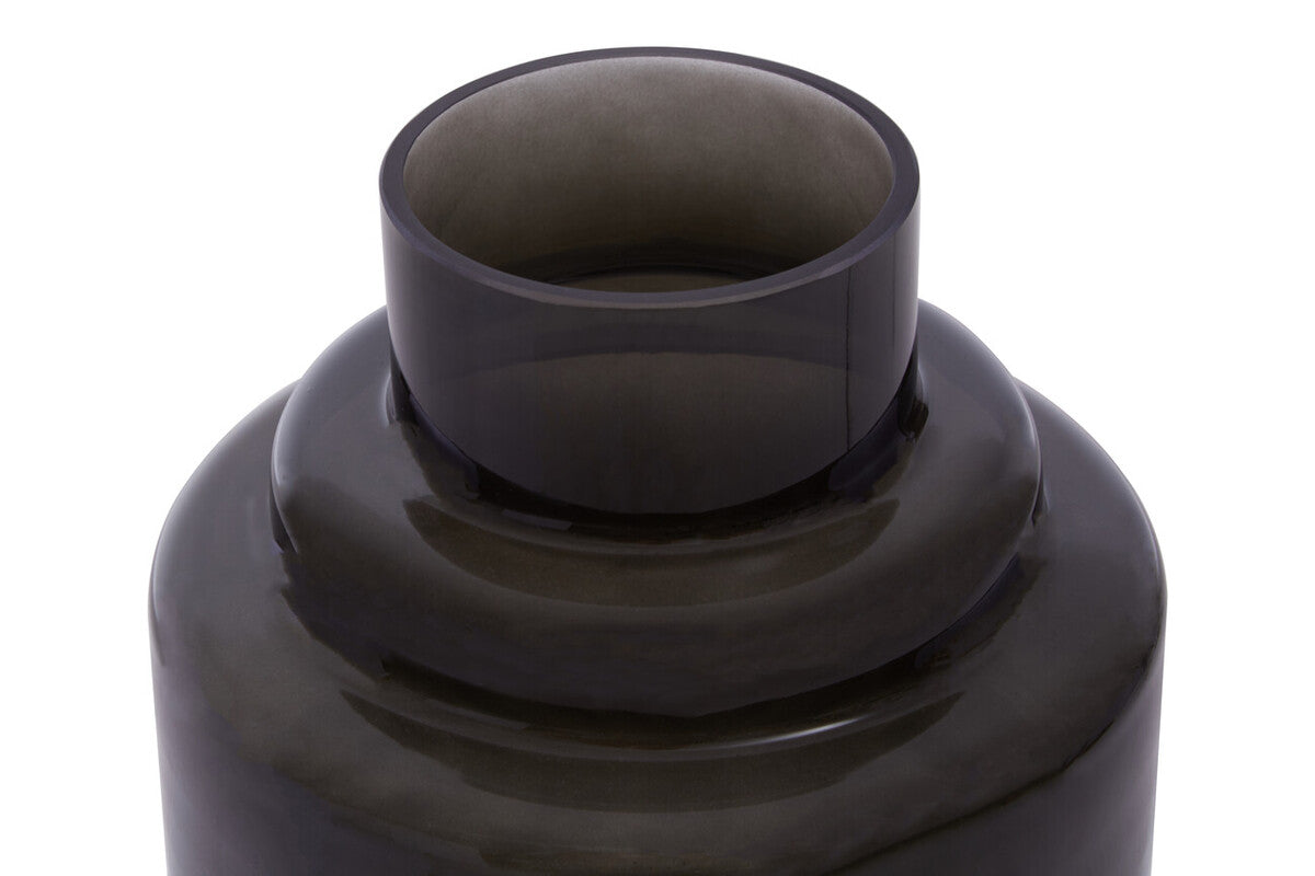Orsina Cayden Small Black Smoked Glass Vase – Modern Cylindrical Decor