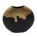 Orsina Daito Large Round Vase – Black and Gold Sculptural Centerpiece
