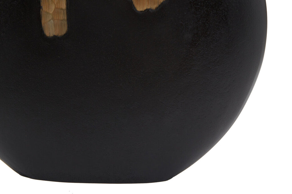Orsina Daito Large Round Vase – Black and Gold Sculptural Centerpiece