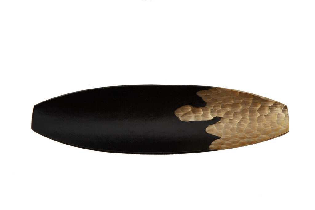 Orsina Daito Black and Gold Boat Dish – Sculptural Decorative Bowl