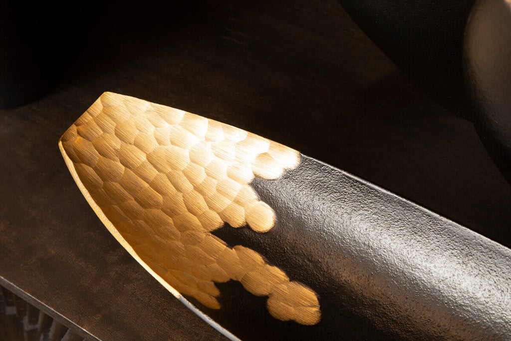 Orsina Daito Black and Gold Boat Dish – Sculptural Decorative Bowl