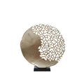 Orsina Daito Round Sculpture – Modern Black and Gold Geometric Art